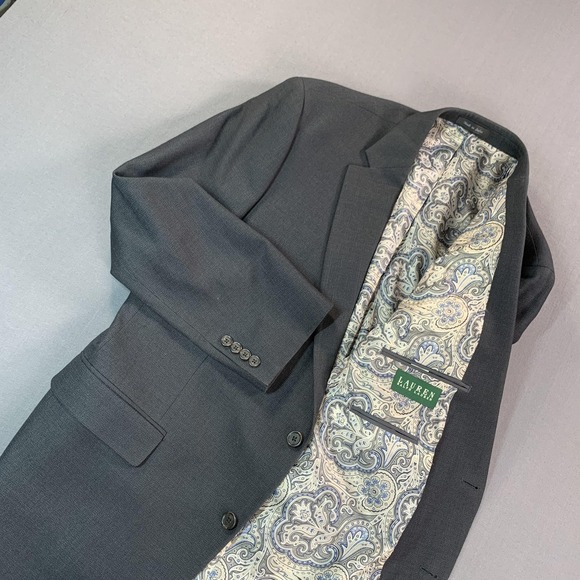 Lauren Ralph Lauren Other - Lauren Ralph Lauren Blazer Mens 46R Gray Polyester Paisley Lined Sport‎ Coat
